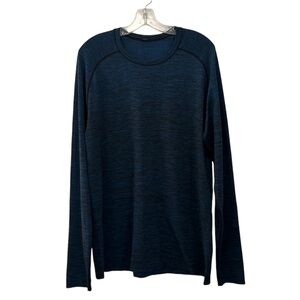 Lululemon Blue Black Heather Long Sleeve Metal Vent Tech T-Shirt Tee XL